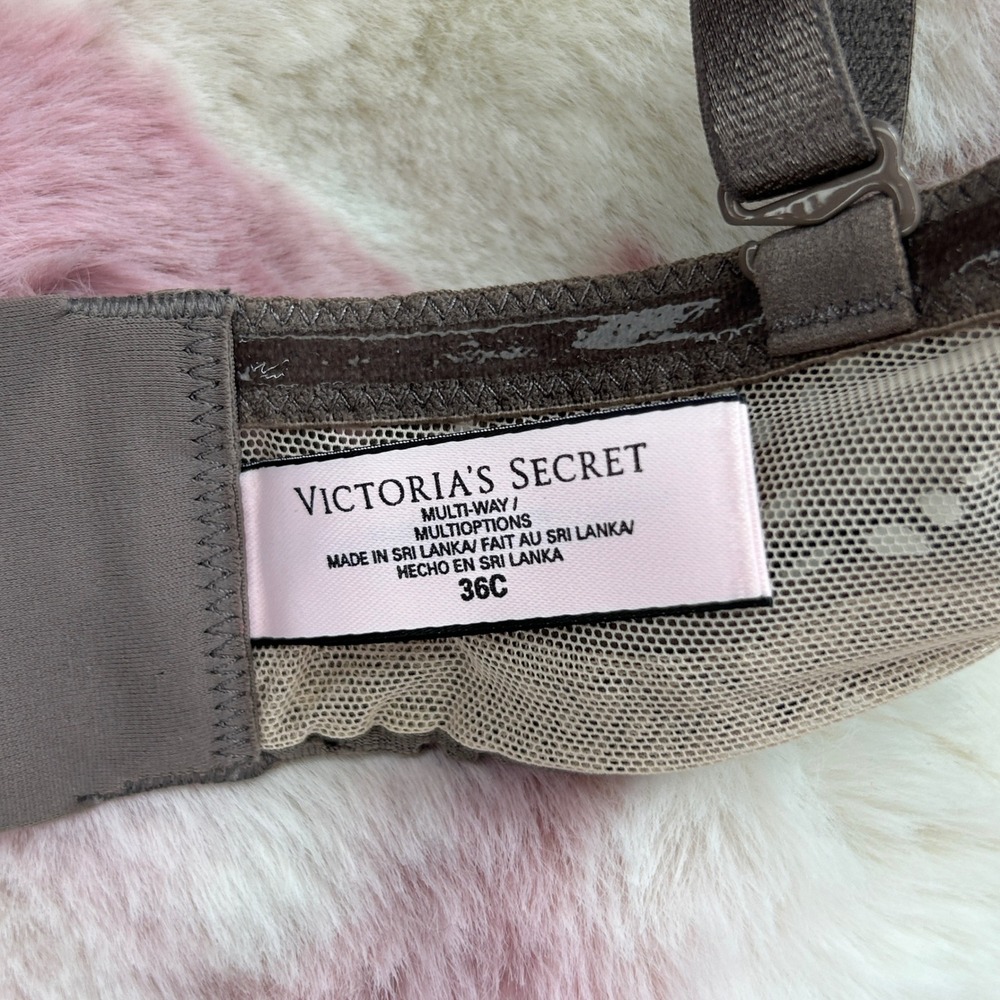 Victoria's Secret Multi-Way Convertible Strapless Bra 36C Taupe Lace NWOT - Picture 4 of 6